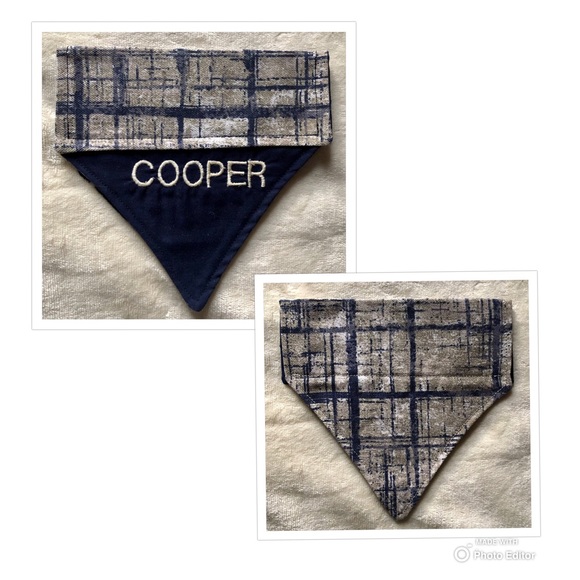 HANDMADE DOG BANDANA PERSONALIZED EMBROIDERED COOPER SLIP ON COLLAR - Picture 5 of 10